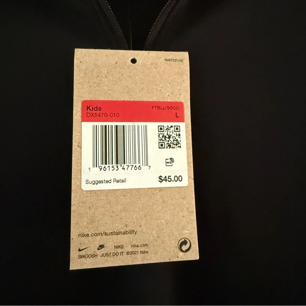 Nike Dri-FIT Drill Top 1/4 Zip Soccer Black White‎ Long Sleeve Kids Large NEW